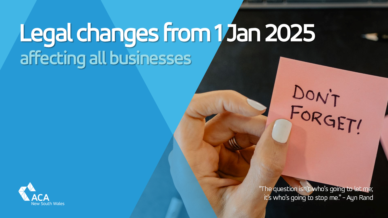 Legal changes beginning 1 January 2025