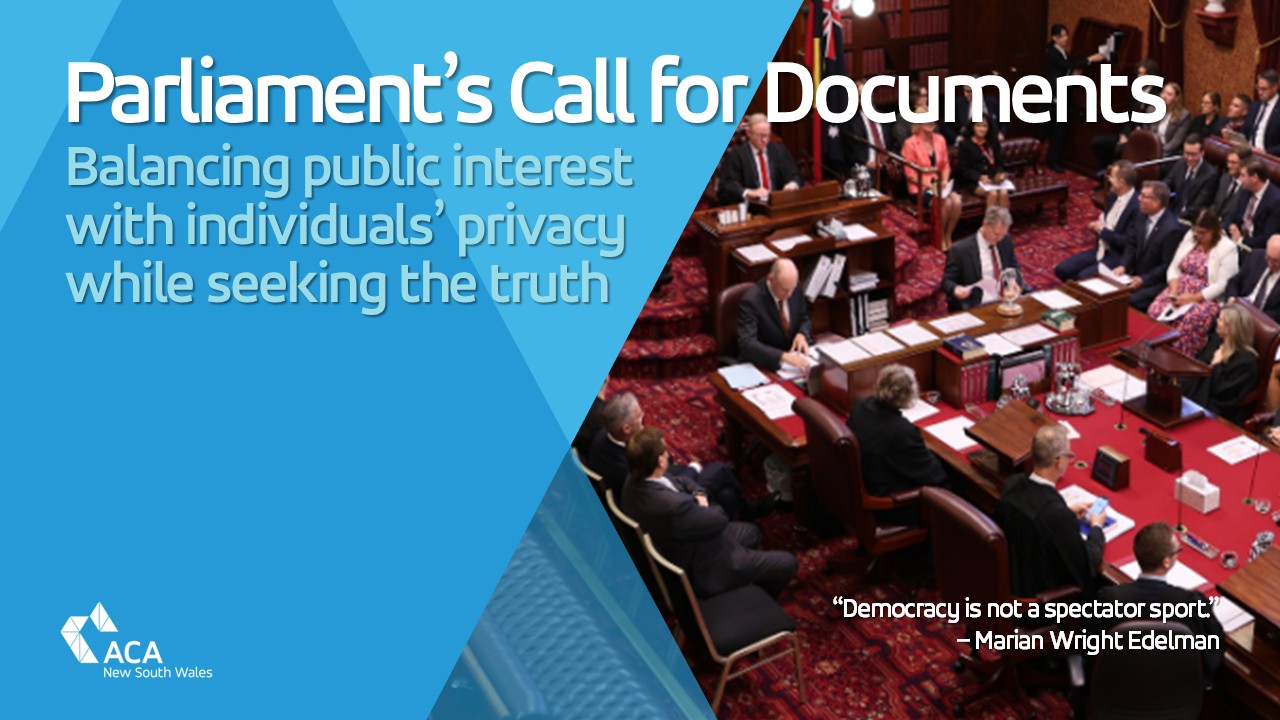 NSW Parliament's Call for and Release of Government Documents ... and how you can respond