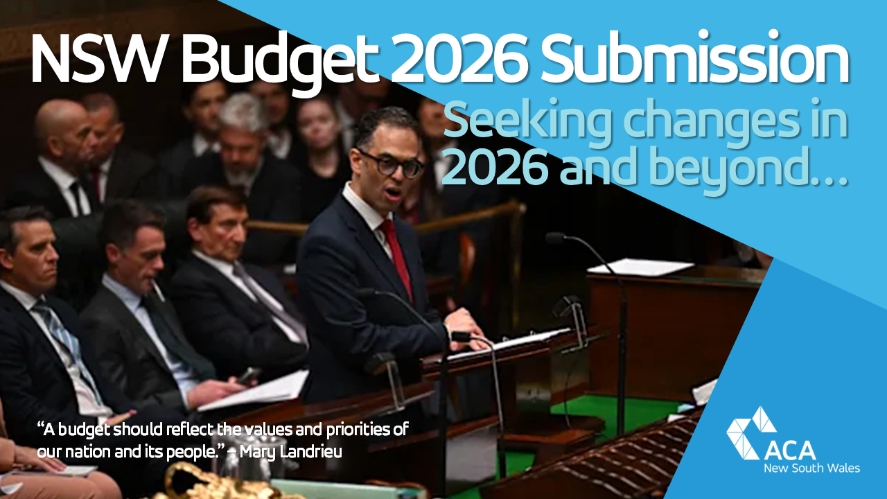 ACA NSW submission for NSW Government's Budget 2026-2027