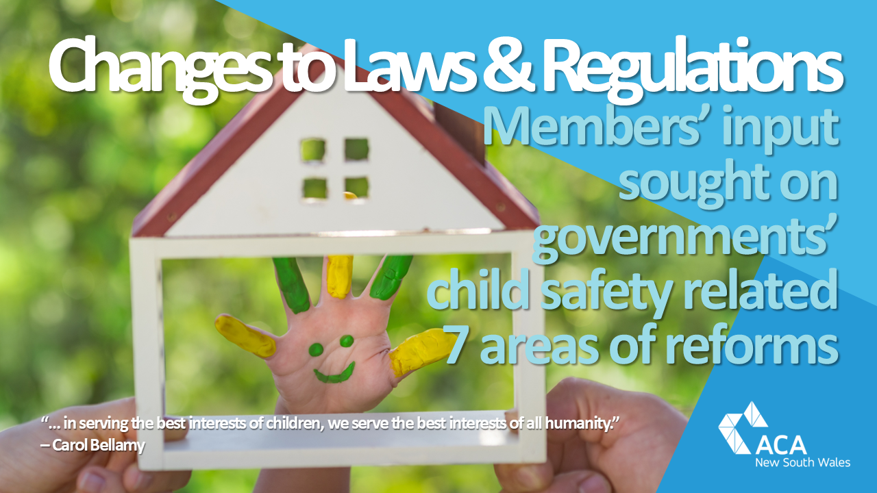 Members' input sought for child safety changes to laws, regulations etc
