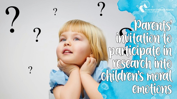 Invitation to parents to participate in university research into children's understanding and experience or moral emotions