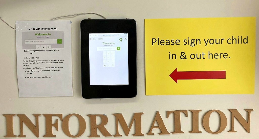 sign your child in out here